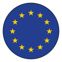 Flag of European Union. Black edge. European Union circle flag logo icon computer vector illustration design.