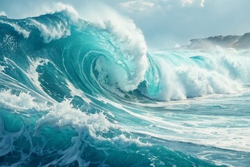 Fototapeta premium Abstract water ocean wave, blue, aqua, teal texture. Blue and white water wave web banner Graphic Resource as background for ocean wave abstract. Vita backdrop for copy space text..