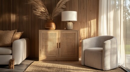 Light-filled living room featuring natural elements.