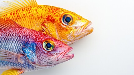 Fototapeta premium Vibrant Duo of Tropical Fish on a Minimalist Plain Background