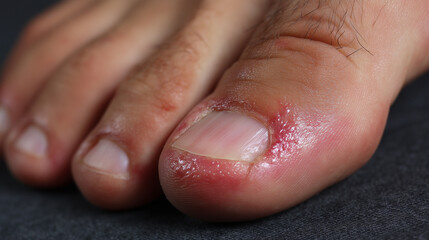 Toe with redness and swelling showing irritation and skin inflammation