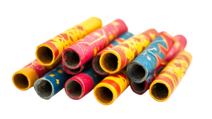 Festive Indian Diwali Firecrackers Display Isolated on White Background