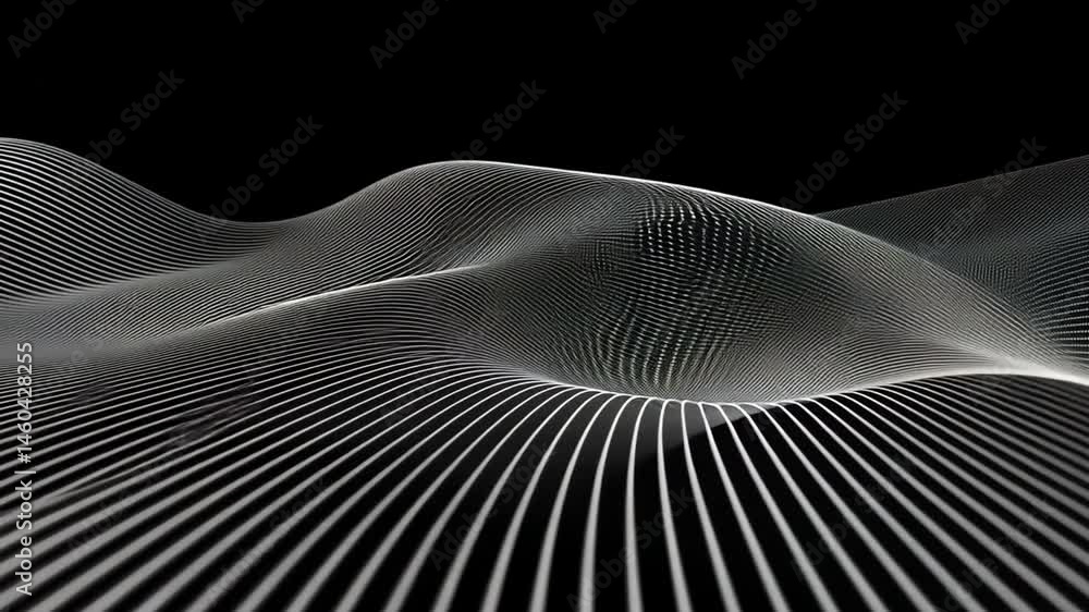 Poster mesmerizing abstract design of flowing lines and waves creates captivating pattern against black bac