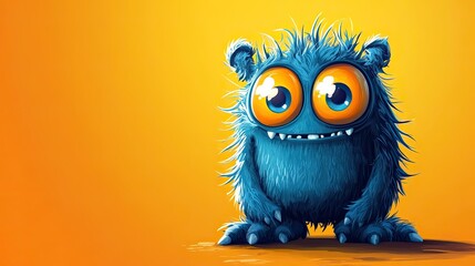 Funny and Cute Digital Illustration of a Little Monster Mascot with Playful Features. 