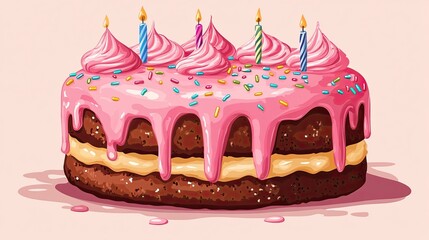 Fun Birthday Cake with Sprinkles, Perfect for Dessert-Themed Invitations and Designs. 