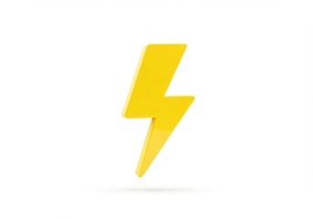 A vivid yellow lightning bolt symbol against isolated on white background