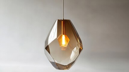 Fototapeta premium Modern pendant light with faceted glass shade.