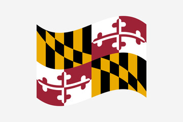 Flag of Maryland. Maryland wavy flag digital vector illustration.