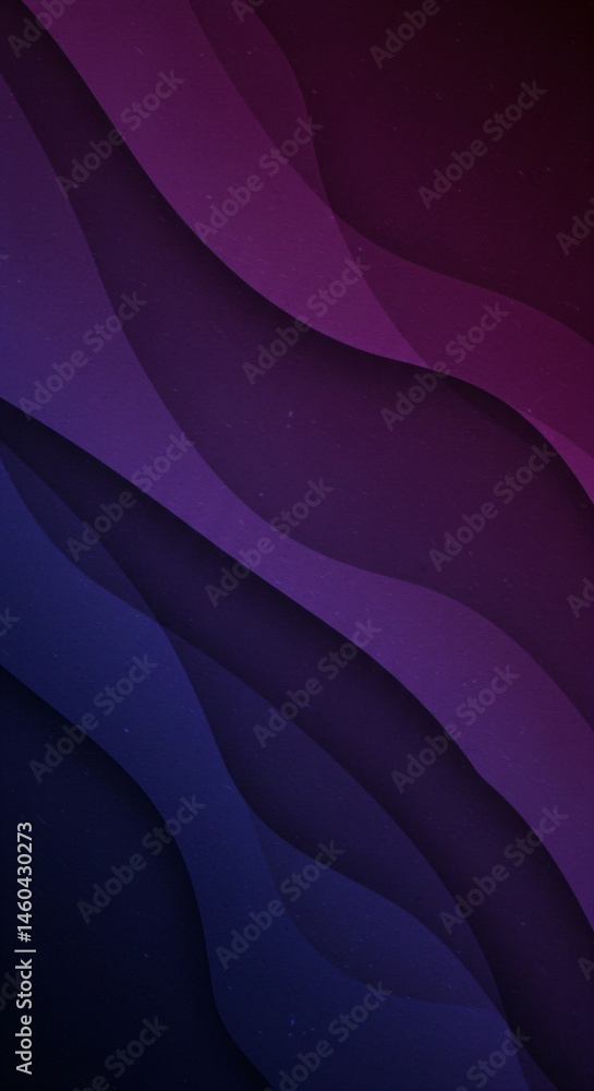 Poster abstract wavy pattern in deep purple and blue shades. dark gradient background with smooth curved li