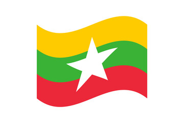 Flag of Myanmar. Myanmar wavy flag digital vector illustration. Fluttering flag.