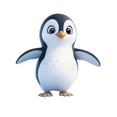 Obraz premium Cartoon Penguin Waddling Across Ice Isolated on Transparent Background