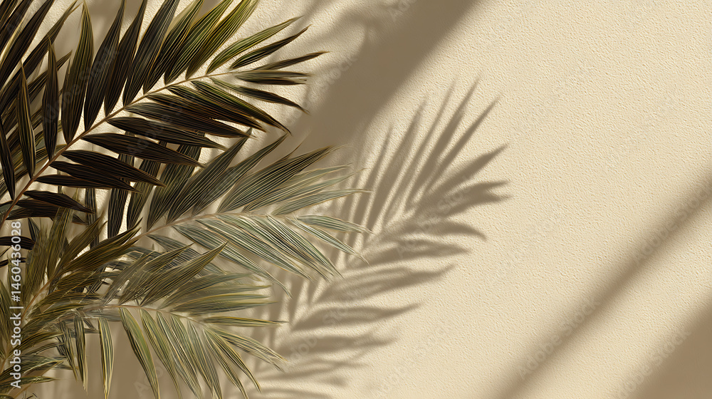 Aufkleber palm leaves shadow frame background overlay effect