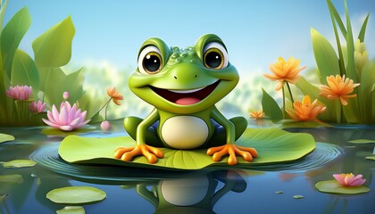 Froschbaby mit Seerose