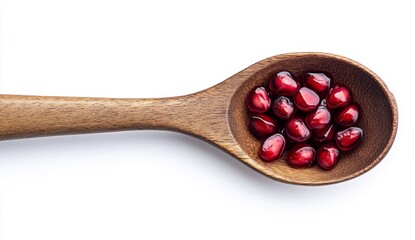 Pomegranate seeds in wooden spoon (2)