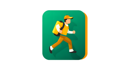 Professional Money Courier Icon in Orange and Yellow Vector Style for Finance Websites
