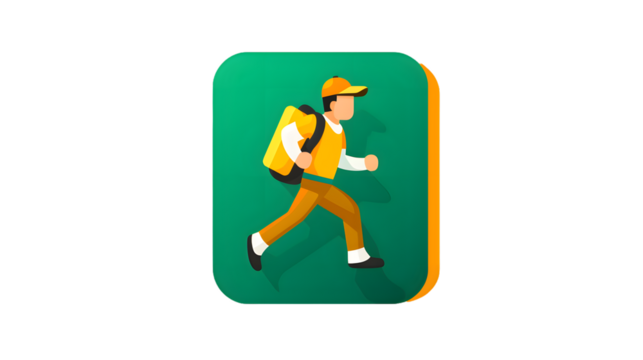 Professional Money Courier Icon in Orange and Yellow Vector Style for Finance Websites