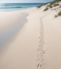 Soft, white sand slopes to a tranquil, azure ocean, wavelets lapping gently , photography, pure