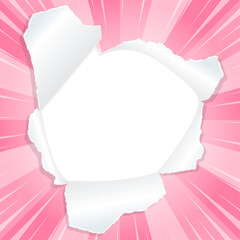 サンバーストと穴の空いた紙の背景素材、集中線のエフェクト、フレーム、正方形サイズ