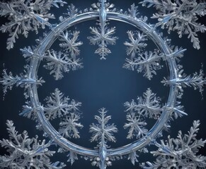 Intricate blue & silver snowflake frame  Perfect for festive winter projects , winter, background