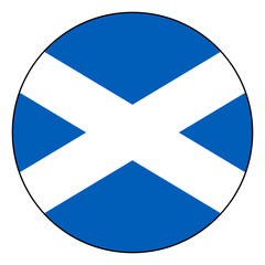 Obraz premium Flag of Scotland. Black edge. Scotland circle flag logo icon computer vector illustration design.
