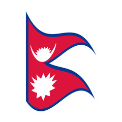 Flag of Nepal. Nepal wavy flag digital vector illustration. Fluttering flag.