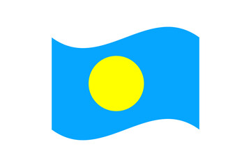 Flag of Palau. Palau wavy flag digital vector illustration. Fluttering flag.