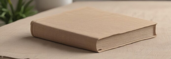Natural linen-textured book cover mockup  Display your designs ,  linen texture,  book