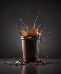 Dark coffee splatters on deep gradient background, background texture, splatter, dark gradient