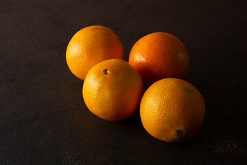A view of some navel oranges.
