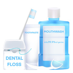 set of oral care, dental care, daily routine, personal