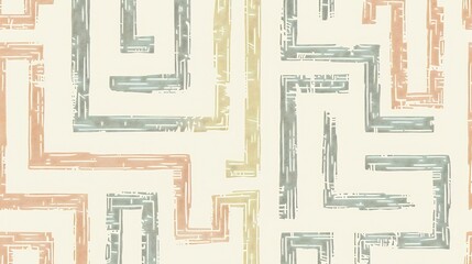 Abstract Watercolor Maze Pattern in Earth Tones for Backgrounds and Wallpapers