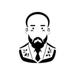 Monochromatic stylized portrait of a gentleman with beard and tie