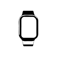 Stylized monochrome vector illustration of a modern smartwatch design