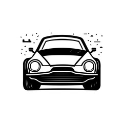 Classic Automobile Silhouette: A Monochrome Automotive Illustration with Subtle Details