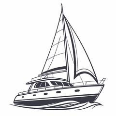 yacht on a white background