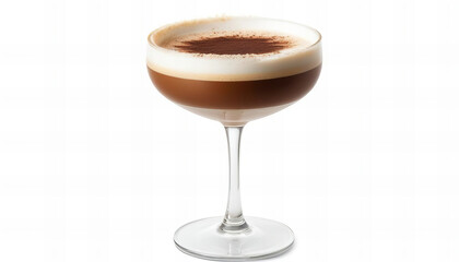 Coffee with Whipped Cream in a Cocktail Glass on white background