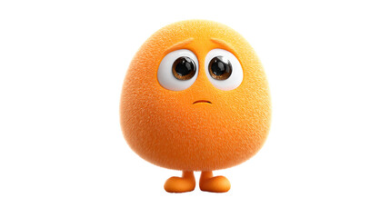 A cute round orange character with expressive eyes and a small frown perfect for emotions and