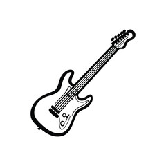 Obraz premium Electric Guitar Isolated on Transparent Background in Line Art Style