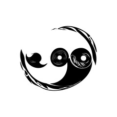 Stylized depiction of yin and yang, artistic balance with symbolic elements
