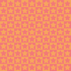 Geometric background. Checkered seamless pattern with stars. Abstract vector wallpaper. Chess board allover print for fabric, textile, paper, stationery, packaging, wrapping, polygraph