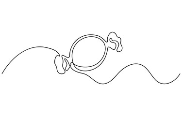 Obraz premium Candy in one continuous line drawing. Minimalist design for sweets and dessert themes. Simplified hand-drawn illustration for treats and celebrations.