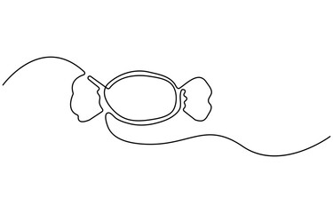 Candy in one continuous line drawing. Minimalist design for sweets and dessert themes. Simplified hand-drawn illustration for treats and celebrations.