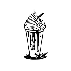 Monochrome delectable treat, a graphic representation of indulgent milkshake delight