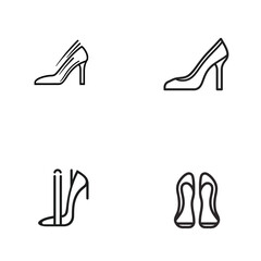 Obraz premium Four Elegant High Heel Shoes Icon Set, Thin Line Style, Transparent Background