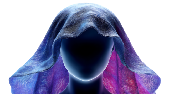 Mysterious Figure in Colorful Veil Abstract Portrait 3D Render Digital Art - Powered by Adobe