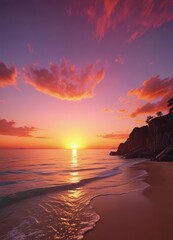 Vibrant hues paint the horizon, breathtaking sunset colors ,  nature,  heavenly,  orange
