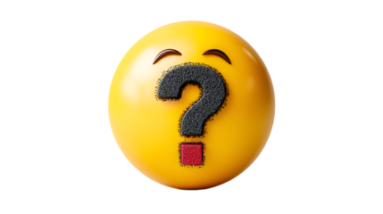 Question Mark Emoji with Quizzical Expression Yellow Face Curious Look Puzzled Emotion for C
