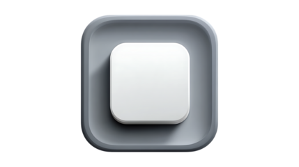 Rounded rectangular white button in gray frame digital interface element app design UI UX