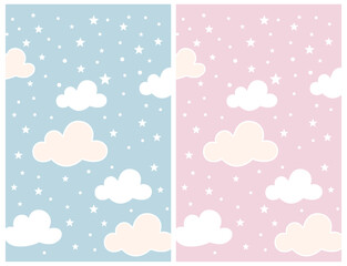 Pastel Starry Cloud Pattern And Hooray For Today Typography Design