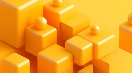 Obraz premium Dynamic Geometric Composition in Vibrant Yellow yellow gradient background